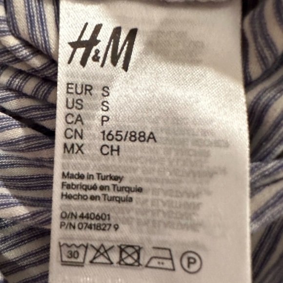 NWT H&M Long Sleeve Wrap Stretch Bodysuit Blue White Striped S - Picture 7 of 8